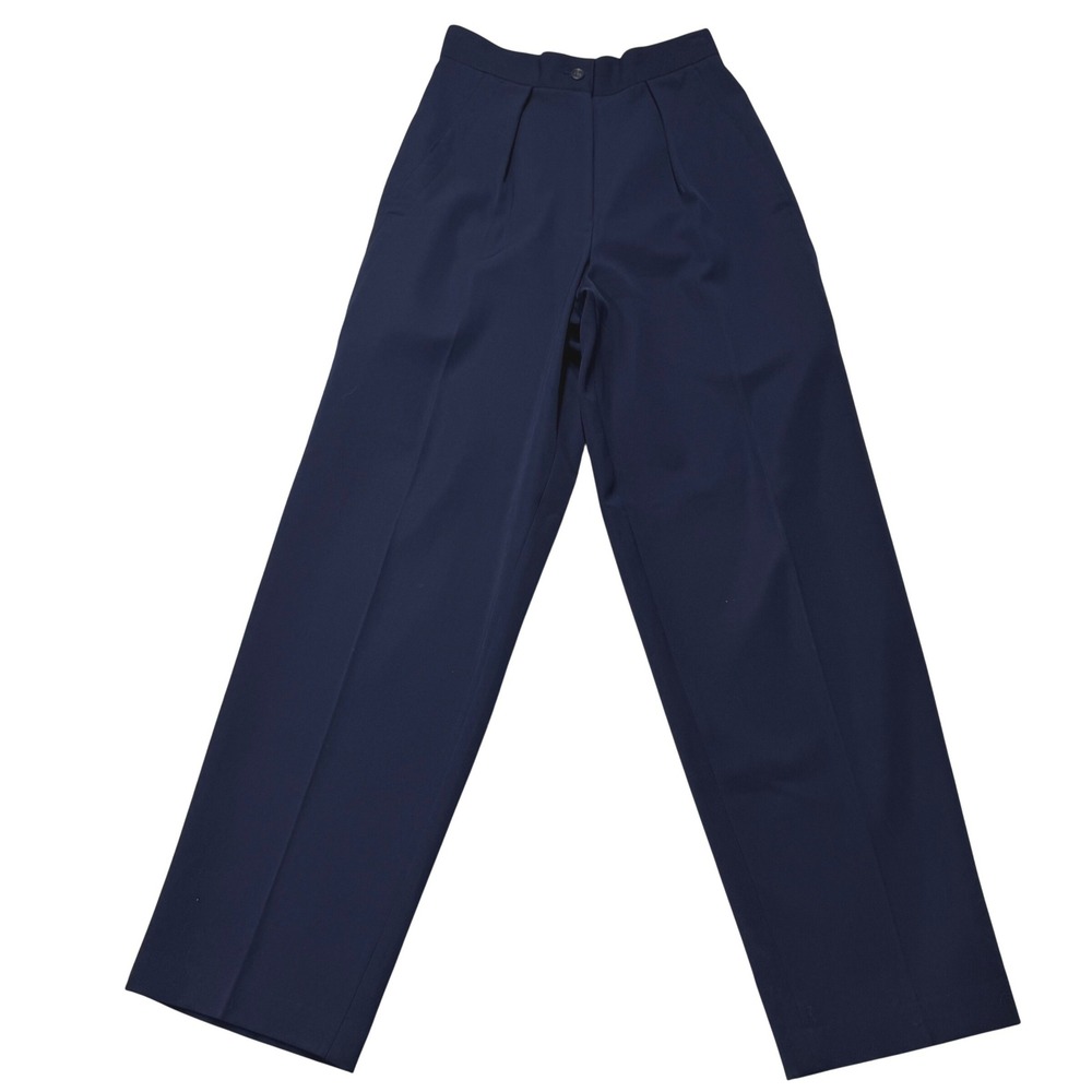 Toffs Vintage 100% Wool Pants Women's 9/10 Navy Pleated Trousers Made in Japan